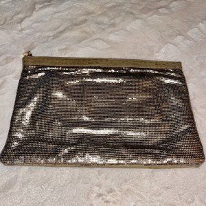 Deux Lux Maxi Clutch - Gold/Tan Leather/Dog Print Interior